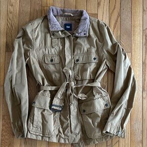 GAP Khaki Utility Jacket with Corduroy Collar